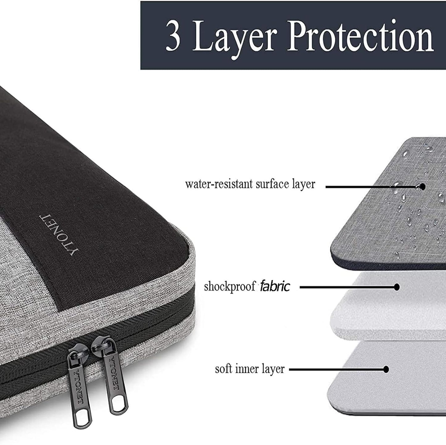 Laptop Case, 15.6 Inch TSA Laptop Sleeve Water Resistant Durable Computer Carrying Case Compatible for HP, Dell, Asus Notebook, Gifts for Men Women, Grey