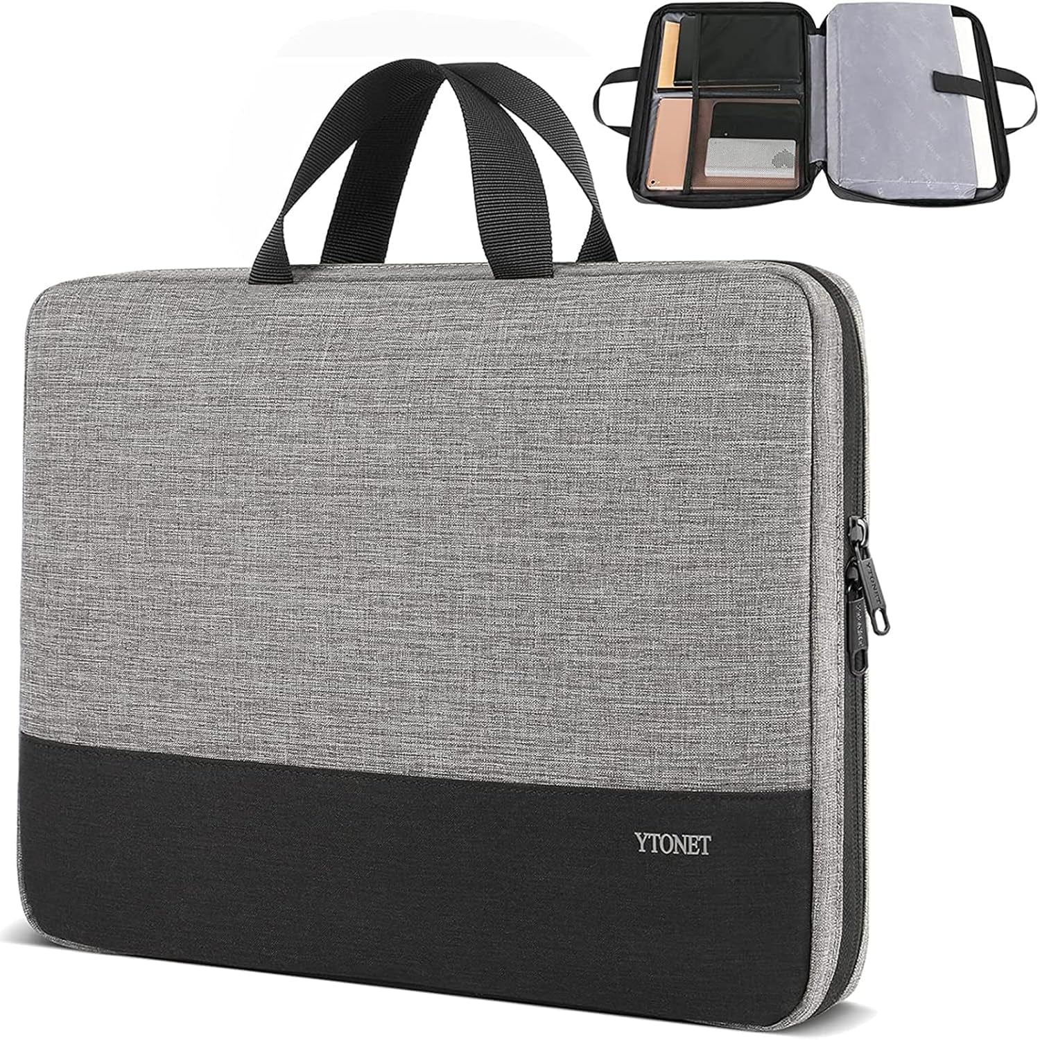 Laptop Case, 15.6 Inch TSA Laptop Sleeve Water Resistant Durable Computer Carrying Case Compatible for HP, Dell, Asus Notebook, Gifts for Men Women, Grey