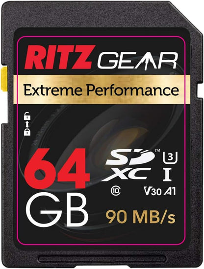 64GB High-Speed SDXC UHS-I SD Card, C10, U3, V30, Full-Hd & 4K Memory Card